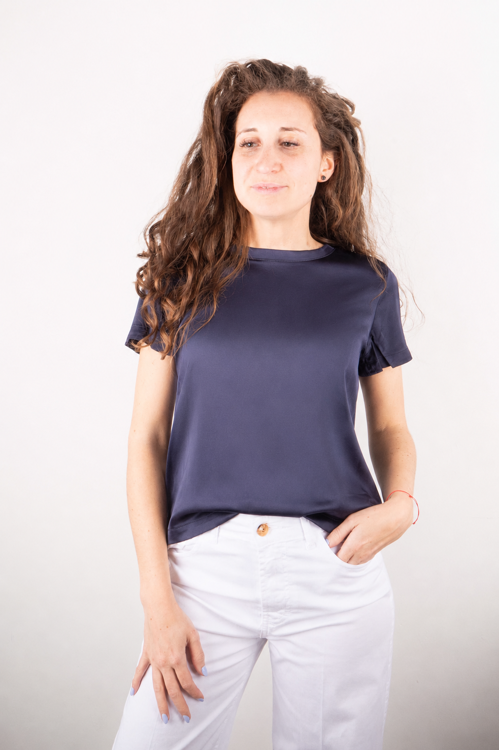 Maglietta Raso Blu Navy