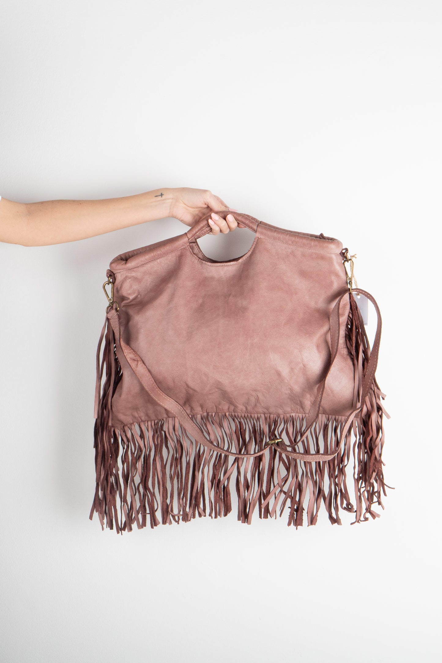 Borsa Frange Rosa Antico