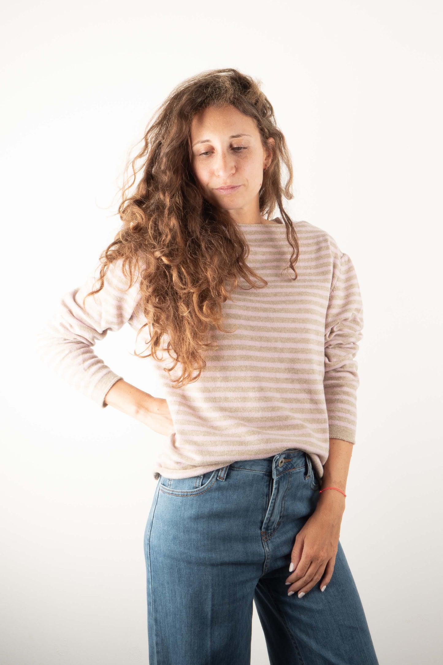 Maglioncino Righe Rosa e Beige