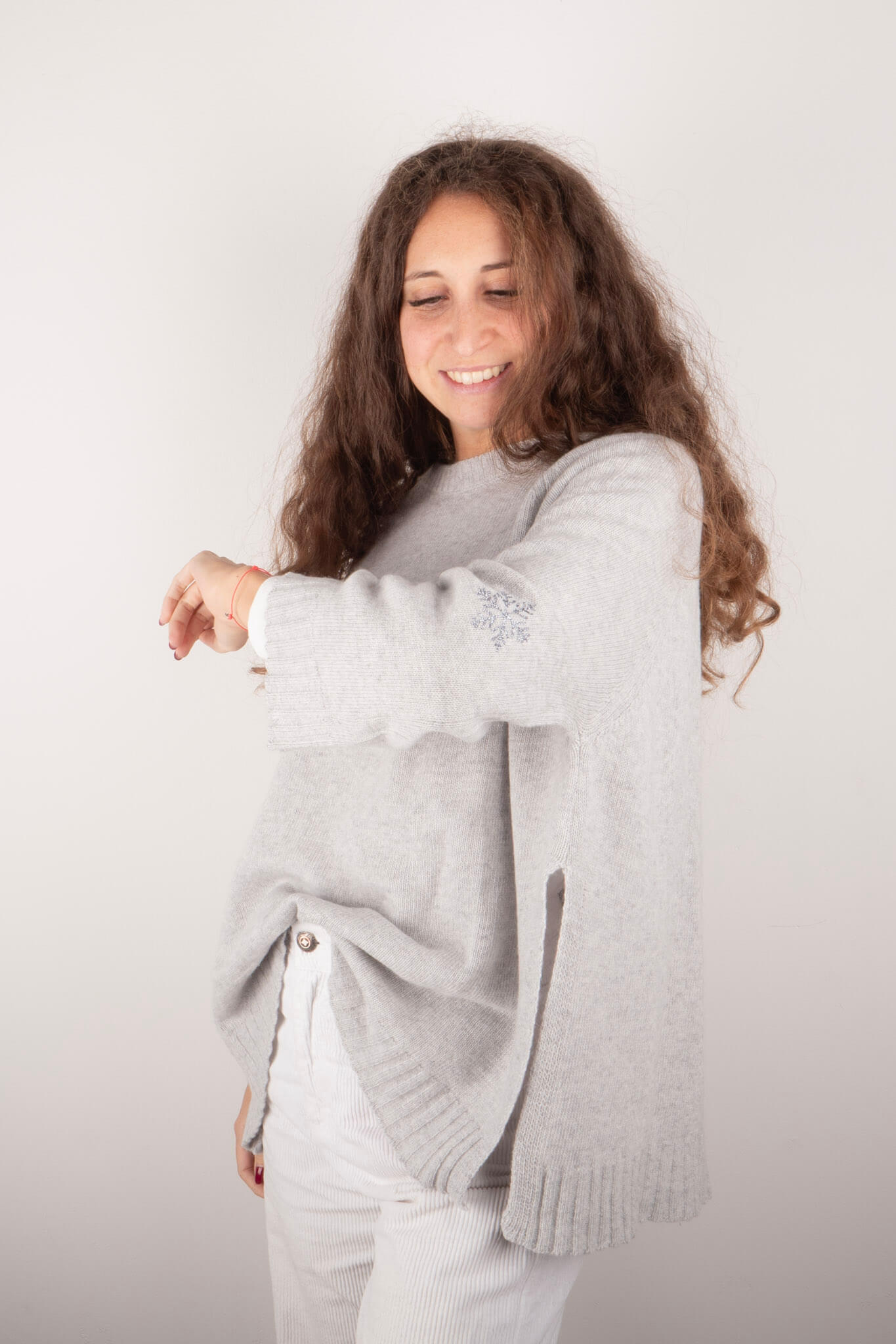 Maglione Fiocco in Glitter Argento