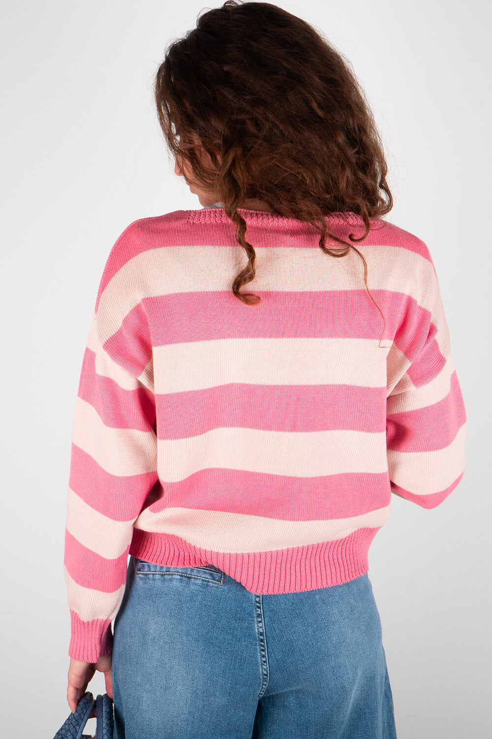 Maglione Righe Rosa