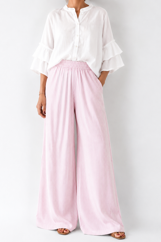 Pantalone Microrighine Rosa