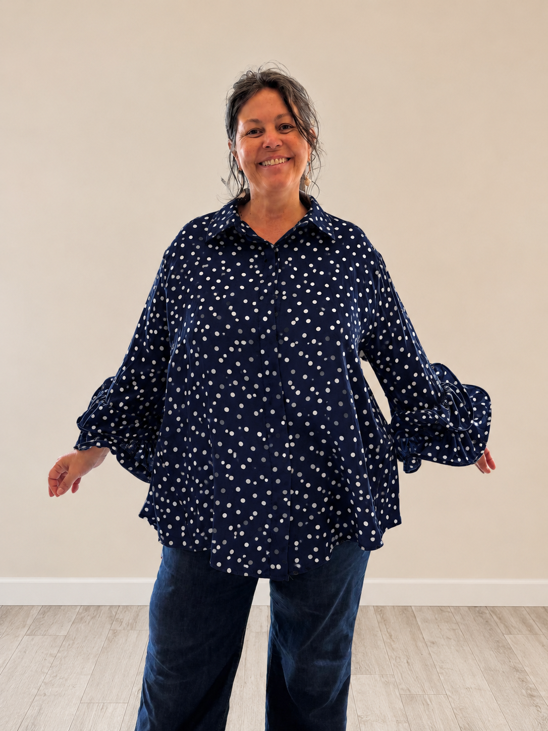 Camicia Pois con Manica Volant