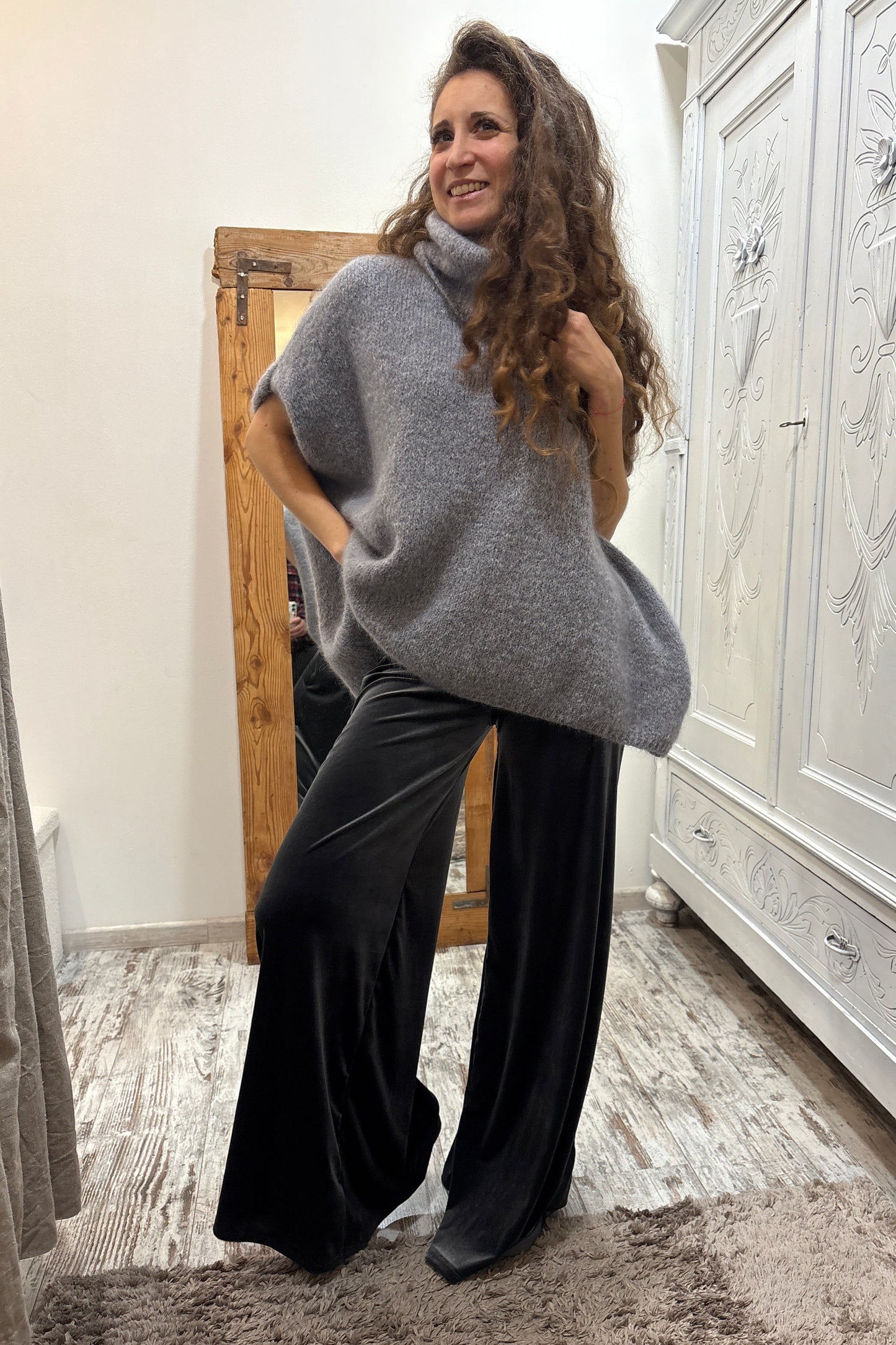 Completo Poncho e Pantalone Velluto