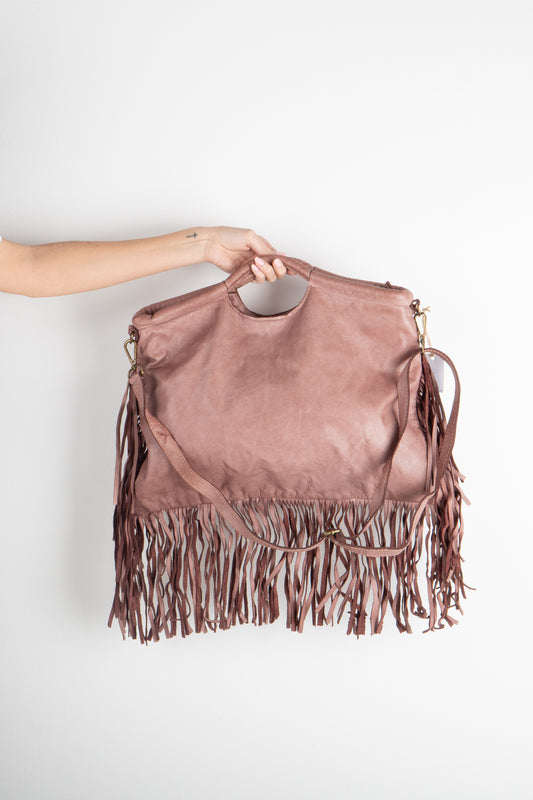 Borsa Frange Rosa Antico