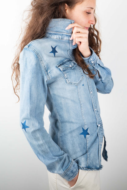 Camicia Jeans Stelle Blu