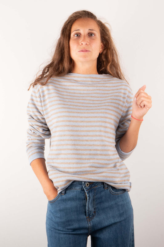 Maglioncino Righe Beige e Azzurre