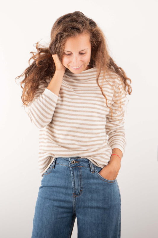 Maglioncino Righe Beige e Panna