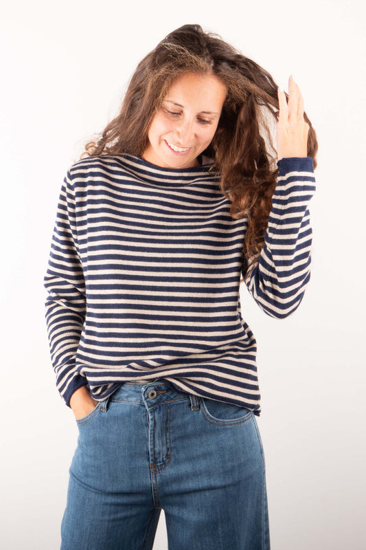 Maglioncino Righe Blu e Beige
