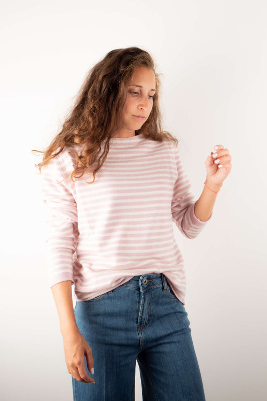 Maglioncino Righe Rosa e Panna