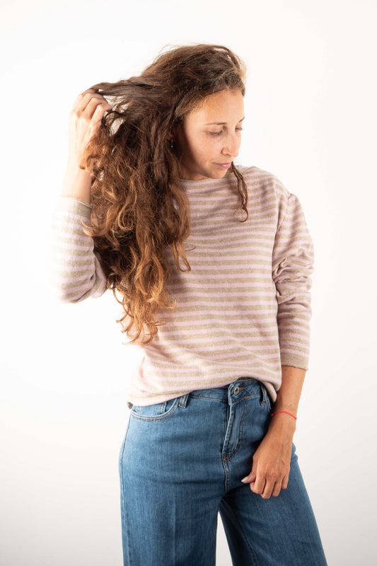 Maglioncino Righe Rosa e Beige