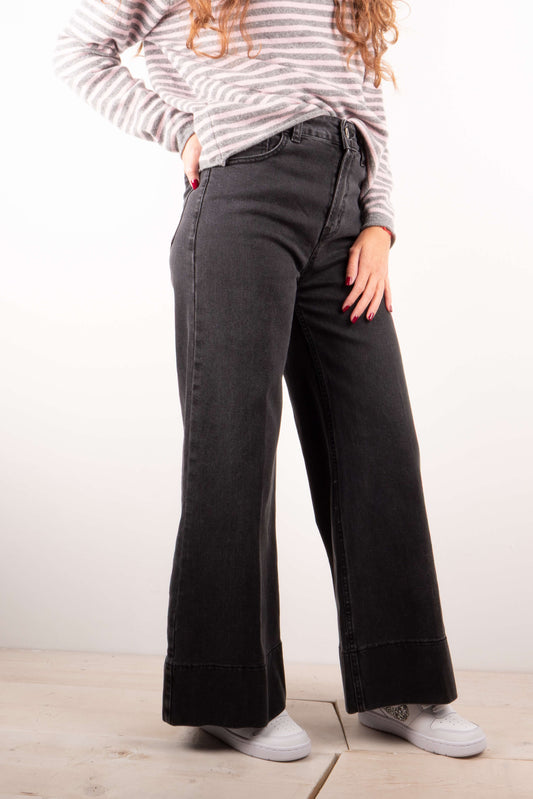 Pantalone Bordo Jeans Nero