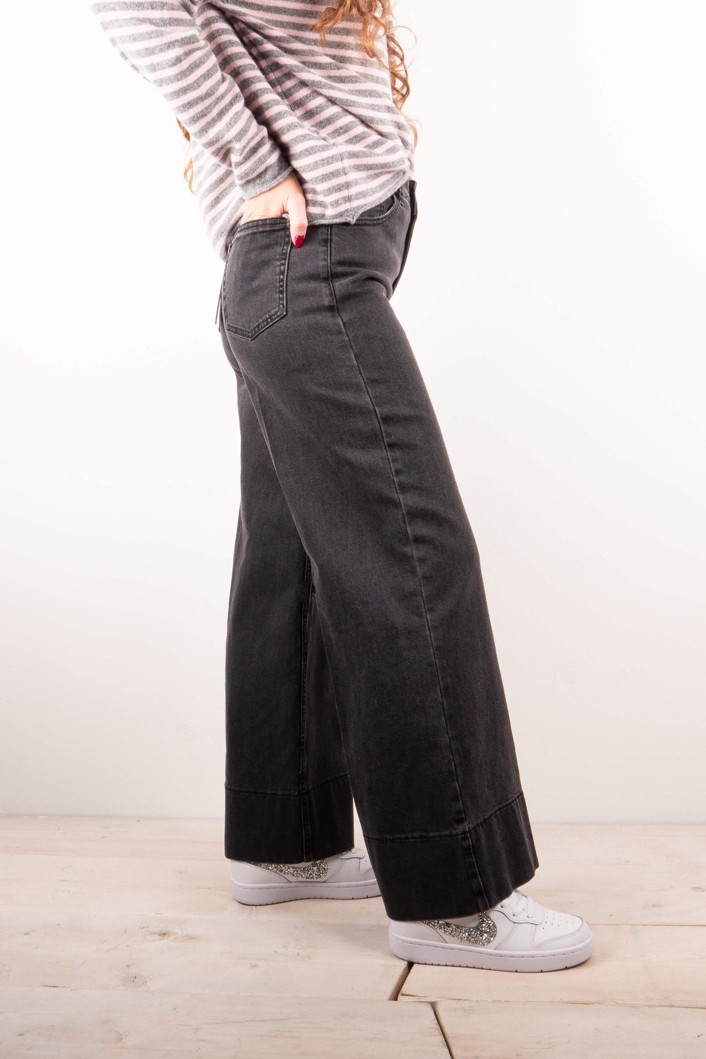 Pantalone Bordo Jeans Nero