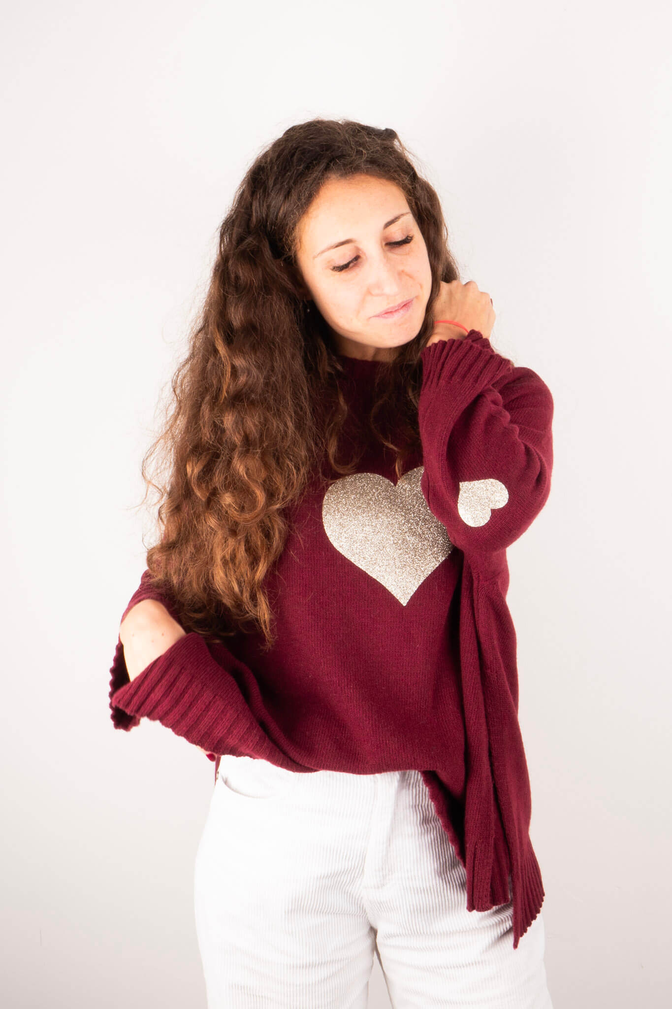 Maglione Bordeaux Cuore Oro