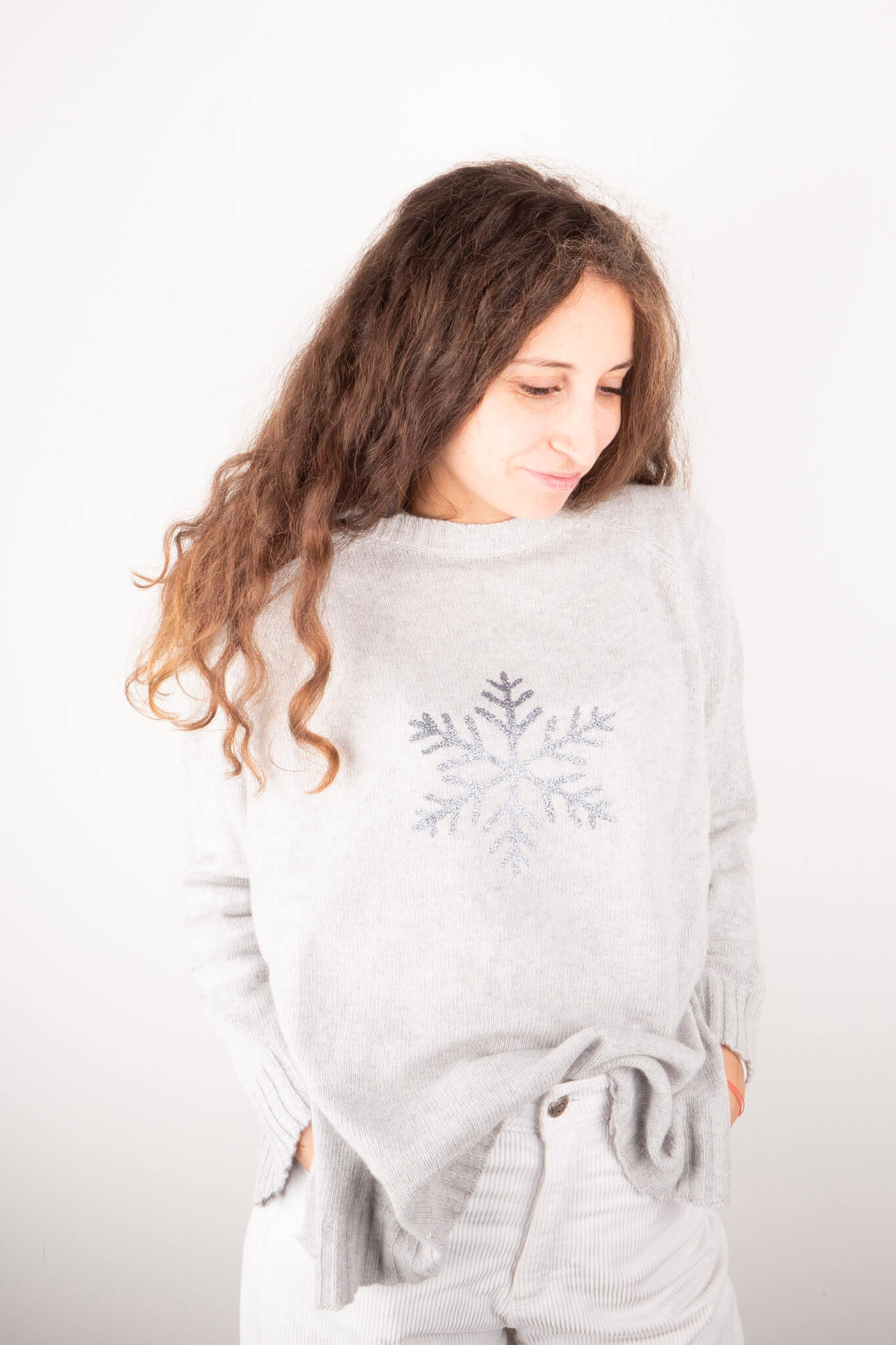 Maglione Fiocco in Glitter Argento