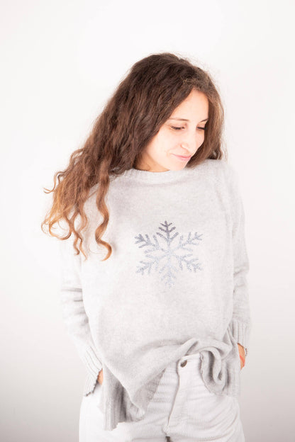 Maglione Fiocco in Glitter Argento