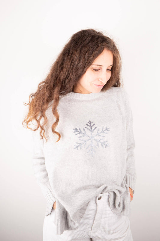Maglione Fiocco in Glitter Argento