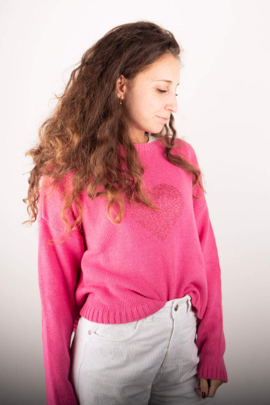 Maglione Cuore Fuxia