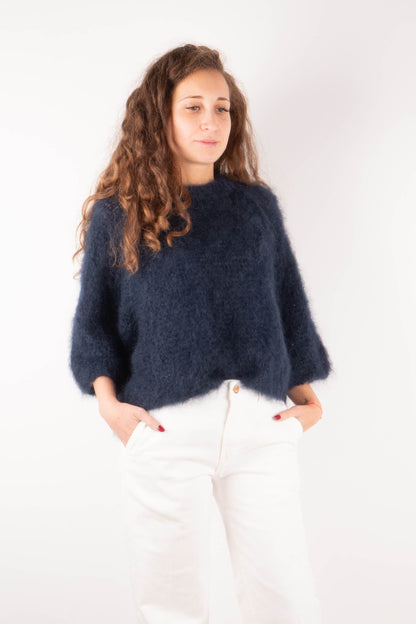 Maglione Kid Mohair Blu