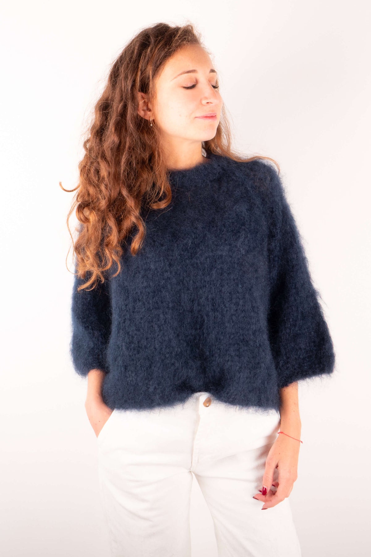 Maglione Kid Mohair Blu
