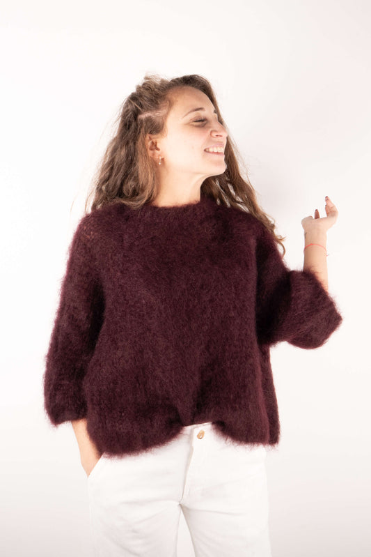 Maglione Kid Mohair Bordeaux