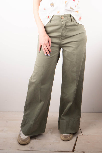 Pantalone Bordo Cotone Salvia