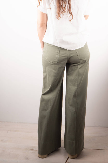 Pantalone Bordo Cotone Salvia