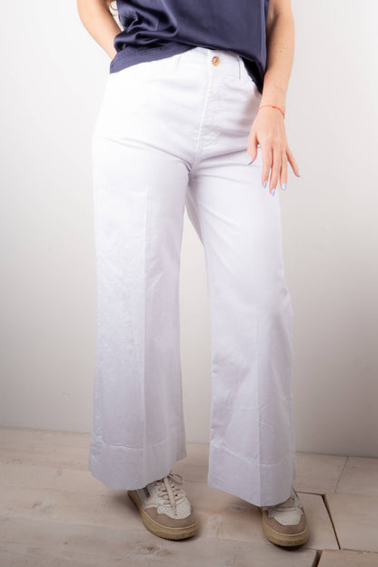 Pantalone Bordo Cotone Bianco