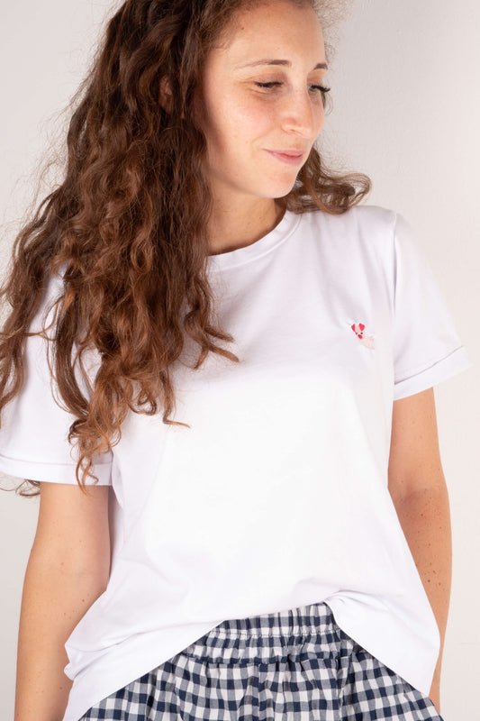 T-shirt ricamata - Maialino Cuore