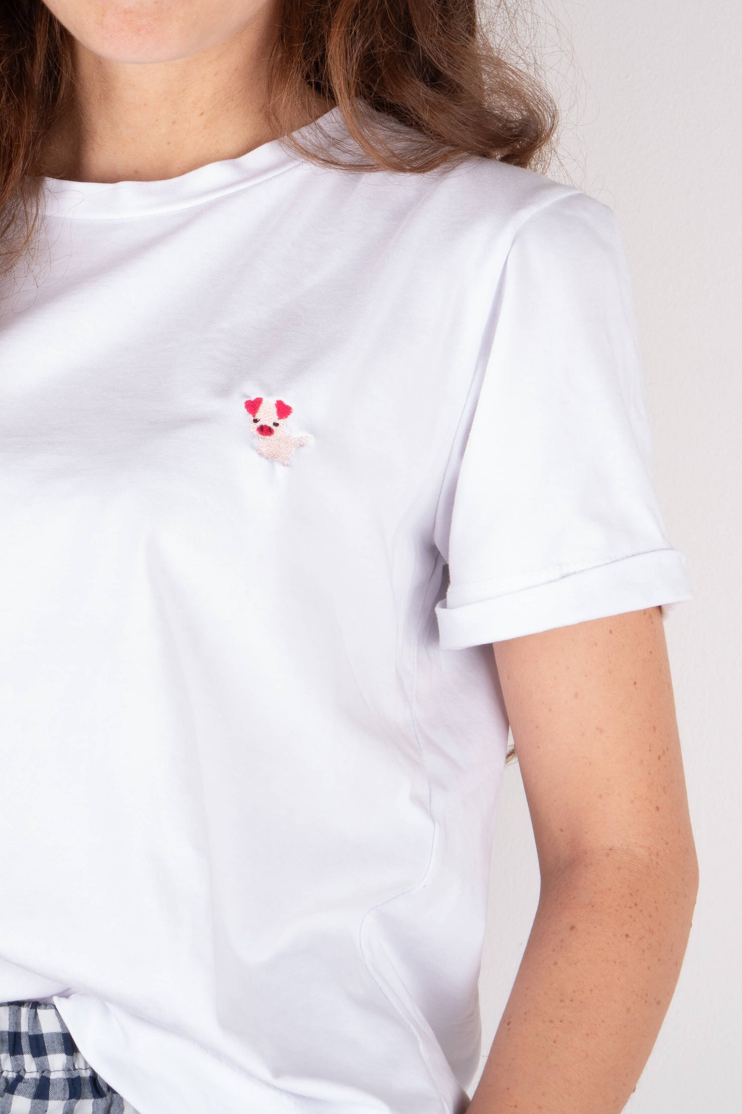 T-shirt ricamata - Maialino Cuore