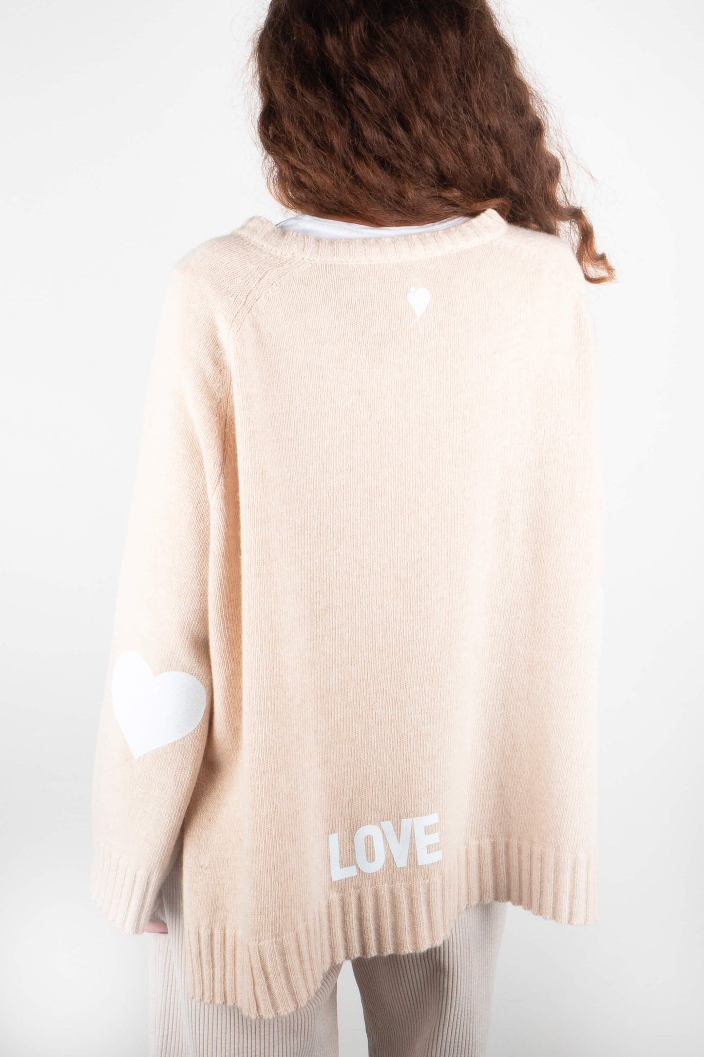 Maglione Beige Love Glitter