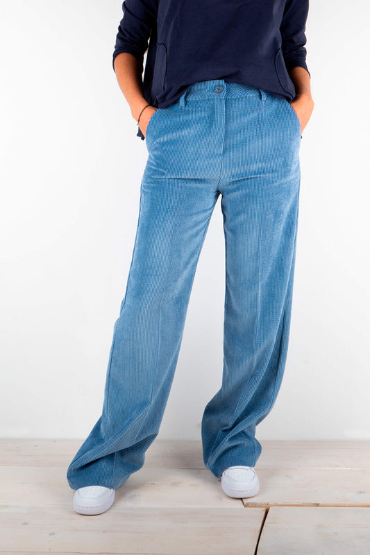 pantaloni velluto donna azzurri