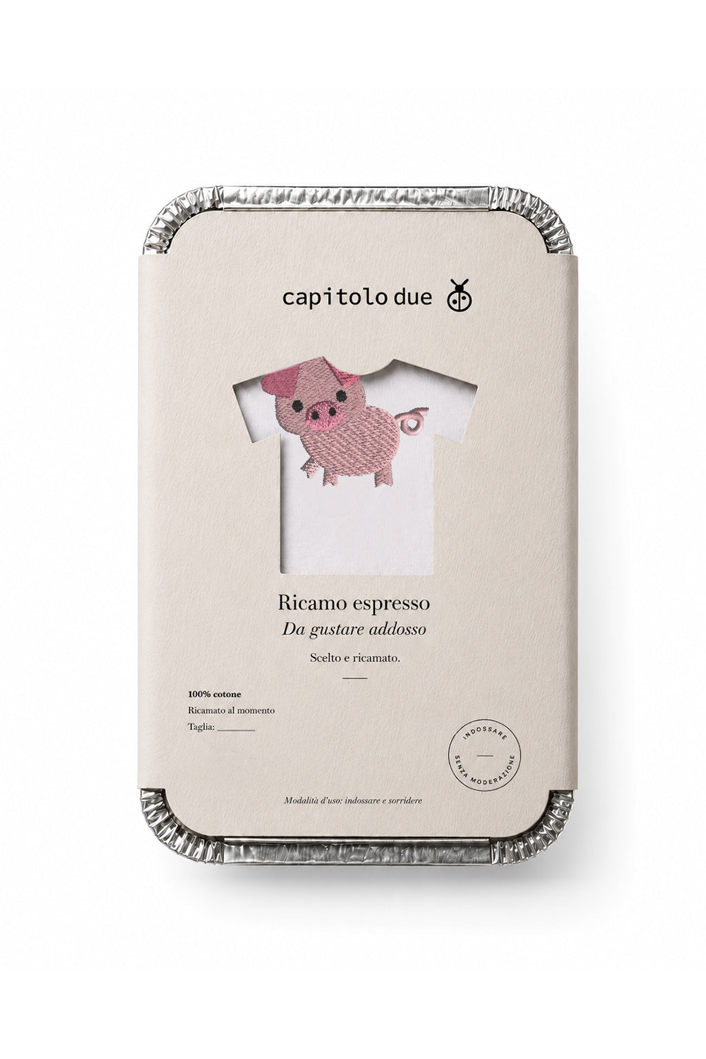 T-shirt ricamata - Maialino Cuore
