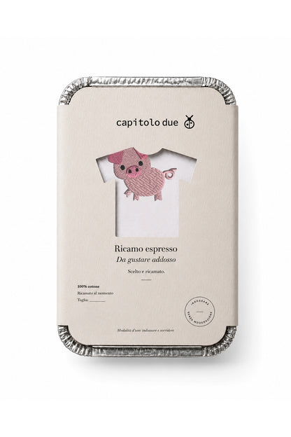 T-shirt ricamata - Maialino Cuore